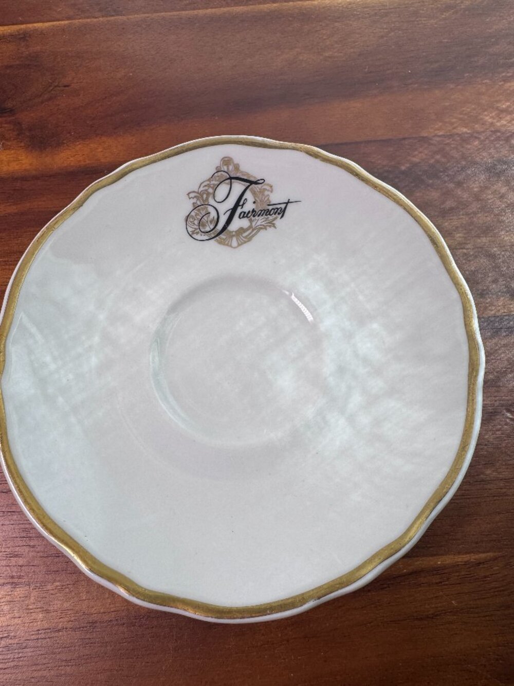 Rare Fairmont Hotel Saucer by Shenango China - Vintage MCM White & Gold